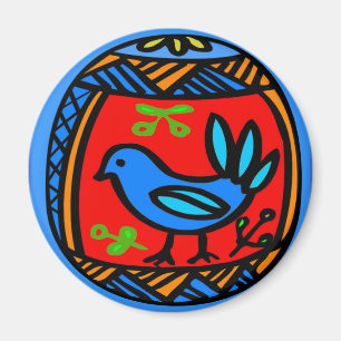 Pennsylvania Dutch Hex Sign Blue Bird Magnet
