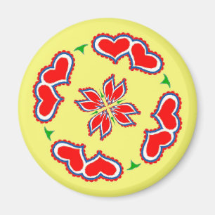 Pennsylvania Dutch Hex sign Hearts Magnet