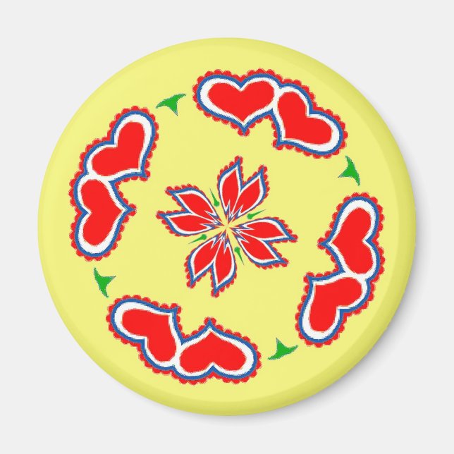 Pennsylvania Dutch Hex sign Hearts Magnet (Front)