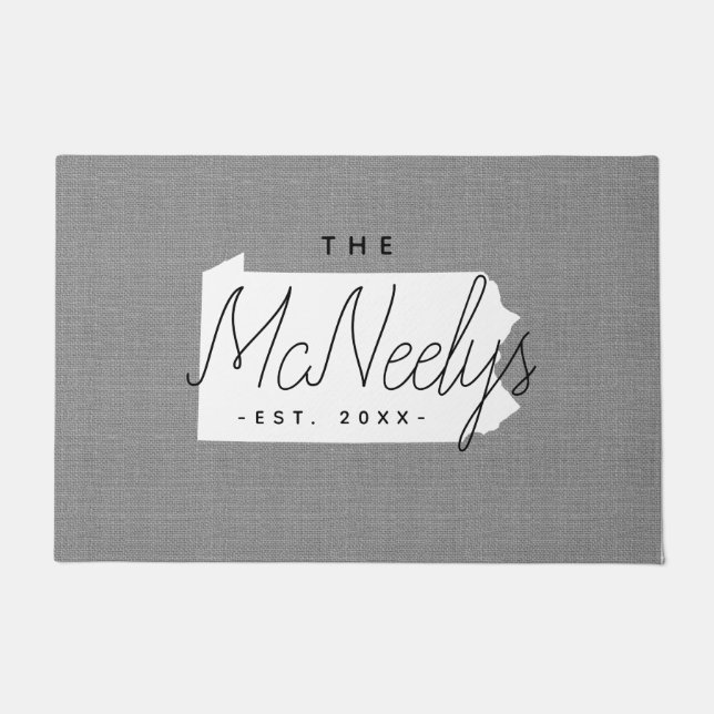 Pennsylvania Family Monogram State Doormat (Front)