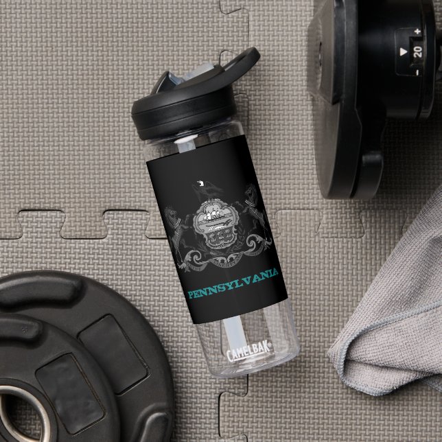 Pennsylvania Fitness & Pennsylvania coat of arms Water Bottle (Gym)