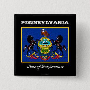 Pennsylvania flag and slogan 15 cm square badge