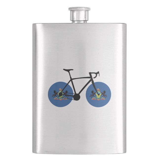 Pennsylvania Flag Cycling Hip Flask (Front)