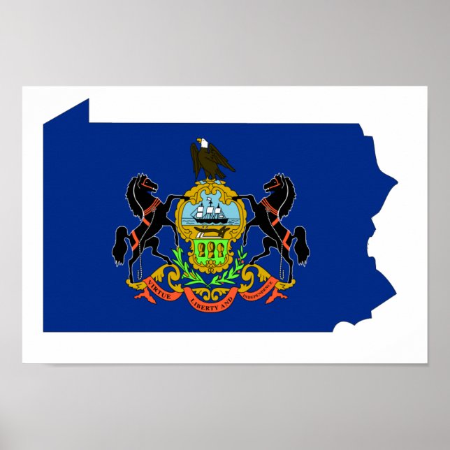 Pennsylvania Flag Map Poster (Front)