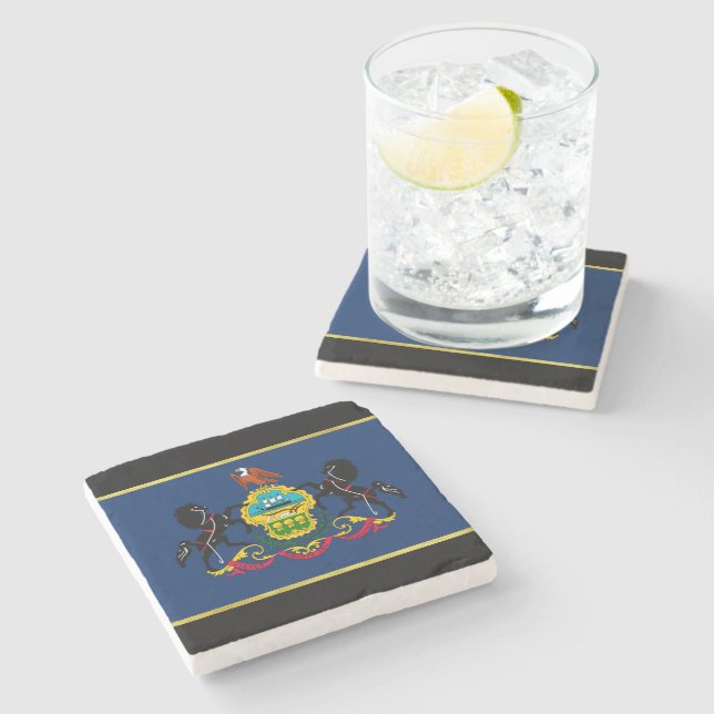 Pennsylvania flag stone coaster (Side)
