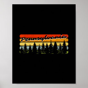 Pennsylvania Forest Sunset Trees Cabin Theme Souve Poster