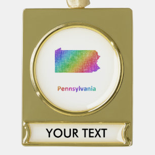 Pennsylvania Gold Plated Banner Ornament