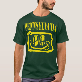 Pennsylvania Grunge Smiling Face Black Background T-Shirt
