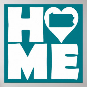 Pennsylvania Home Heart State Poster Sign