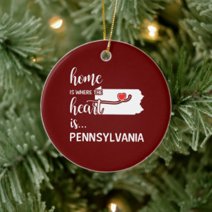 Pennsylvania home is where the heart is ceramic tree decoration