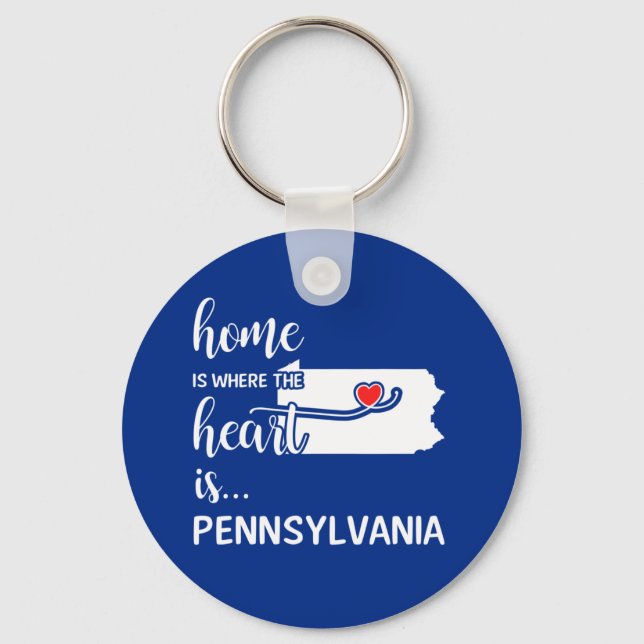 Pennsylvania home is where the heart is key ring (Front)