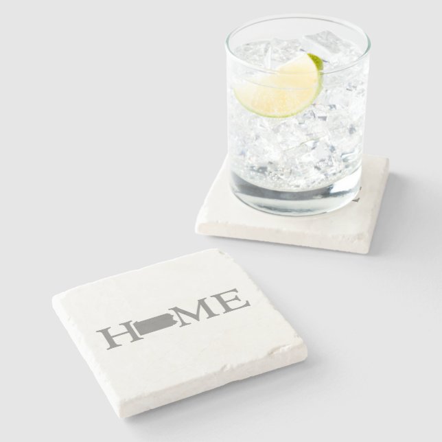 Pennsylvania Home State Map Shaped Letter Word Art Stone Coaster (Side)