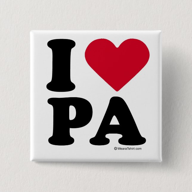 PENNSYLVANIA - "I LOVE PA" "I LOVE PENNSYLVANIA" 15 CM SQUARE BADGE (Front)