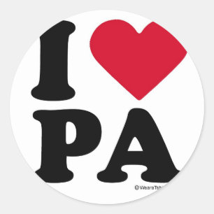PENNSYLVANIA - "I LOVE PA" "I LOVE PENNSYLVANIA"  CLASSIC ROUND STICKER