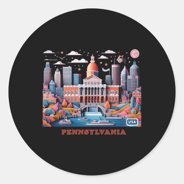 Pennsylvania In Usa Sticker  (Front)