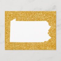 Pennsylvania in White and Gold Glitter