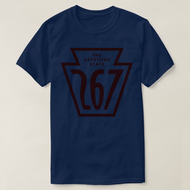 Pennsylvania Keystone Area Code 267 Brown T-Shirt (Design Front)
