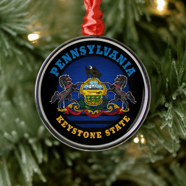 PENNSYLVANIA KEYSTONE STATE FLAG TIE METAL TREE DECORATION (Tree)