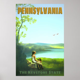 Pennsylvania Keystone State Retro Travel Poster