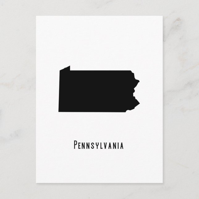 Pennsylvania Map - Black and White Modern Postcard (Front)