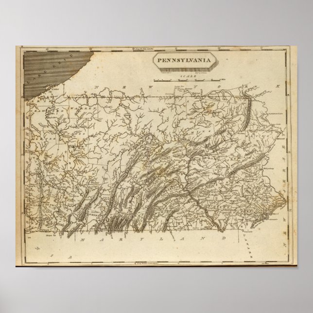 Pennsylvania Map by Arrowsmith Poster (Front)