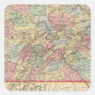 Pennsylvania Map by Mitchell Square Sticker