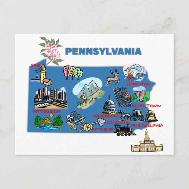 Pennsylvania map postcard (Front)