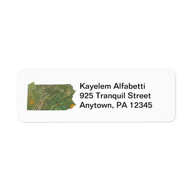 Pennsylvania Map Return Address Label (Front)
