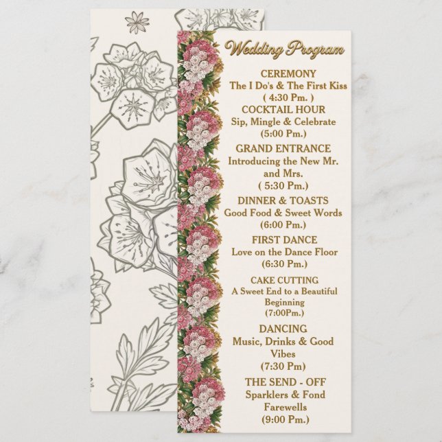 Pennsylvania Mountain Laurel Wedding Program Card (Front/Back)