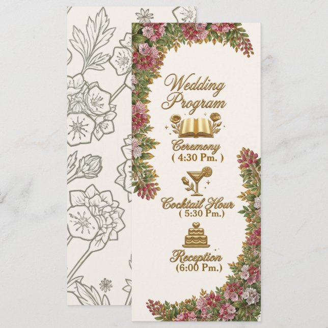 Pennsylvania Mountain Laurel Wedding Program Card (Front/Back)