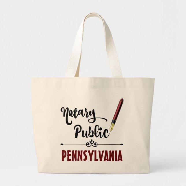 Pennsylvania Notary Public Ink Pen Large Tote Bag (Front)