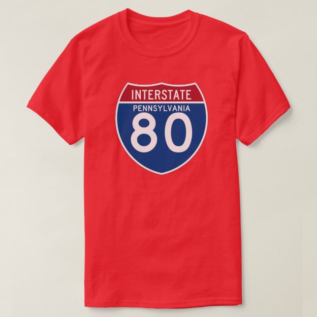 Pennsylvania PA I-80 Interstate Highway Shield - T-Shirt (Design Front)