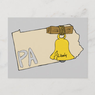 Pennsylvania PA Map with Liberty Bell Cartoon Art Postcard