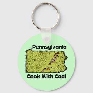 Pennsylvania PA US States Motto ~ Cook With Coal Key Ring