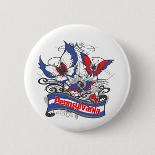Pennsylvania Patriotism Butterfly 6 Cm Round Badge