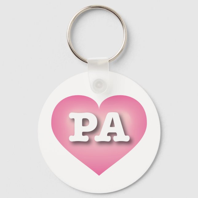 Pennsylvania Pink Fade Heart - I love PA Key Ring (Front)