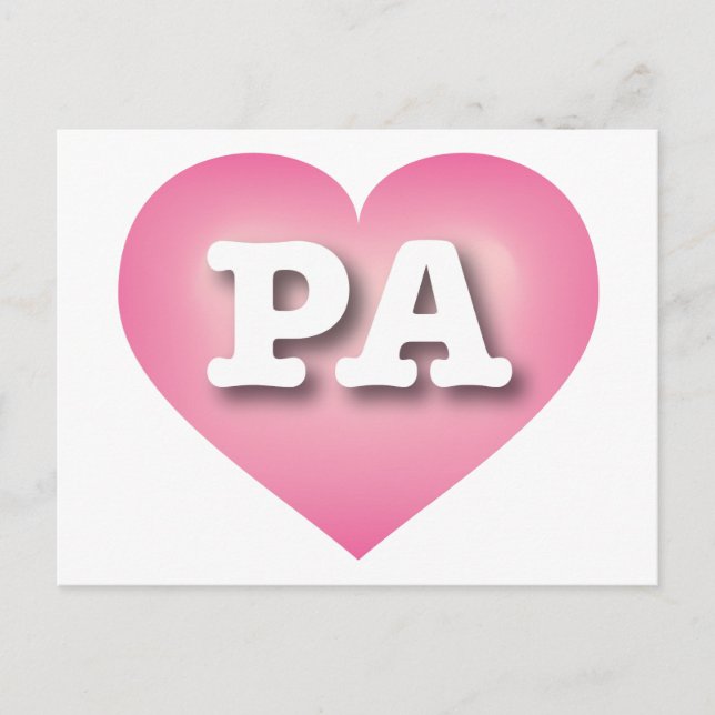 Pennsylvania Pink Fade Heart - I love PA Postcard (Front)
