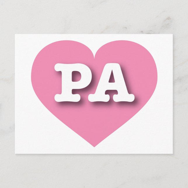Pennsylvania Pink Heart - I love PA Postcard (Front)