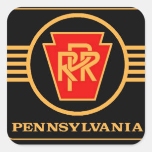 Pennsylvania Railroad Black and  Gold large Square Sticker