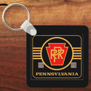 Pennsylvania railroad black and gold logo key ring