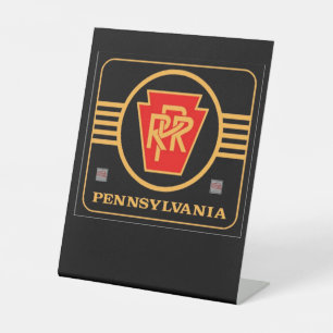 Pennsylvania railroad black and gold logo pedestal sign