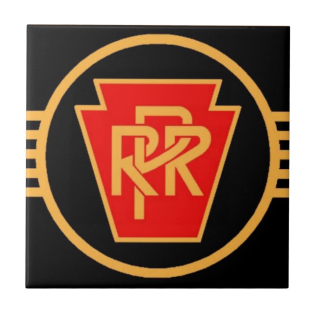 Pennsylvania Railroad Black and  Gold    Stone Coa Tile (Front)