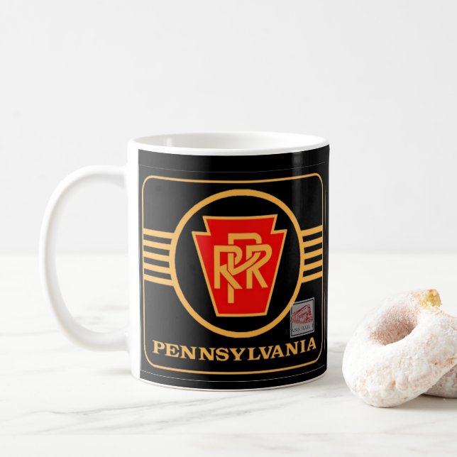 Pennsylvania Railroad Black and  Gold     Trivet Coffee Mug (With Donut)
