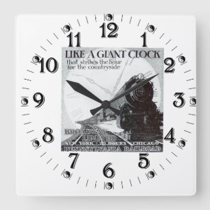 Pennsylvania Railroad Broadway Limited 1929    Square Wall Clock