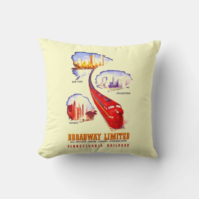 Pennsylvania Railroad Broadway Limited Streamliner Cushion (Front)