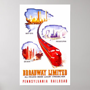 Pennsylvania Railroad Broadway Limited Streamliner Poster