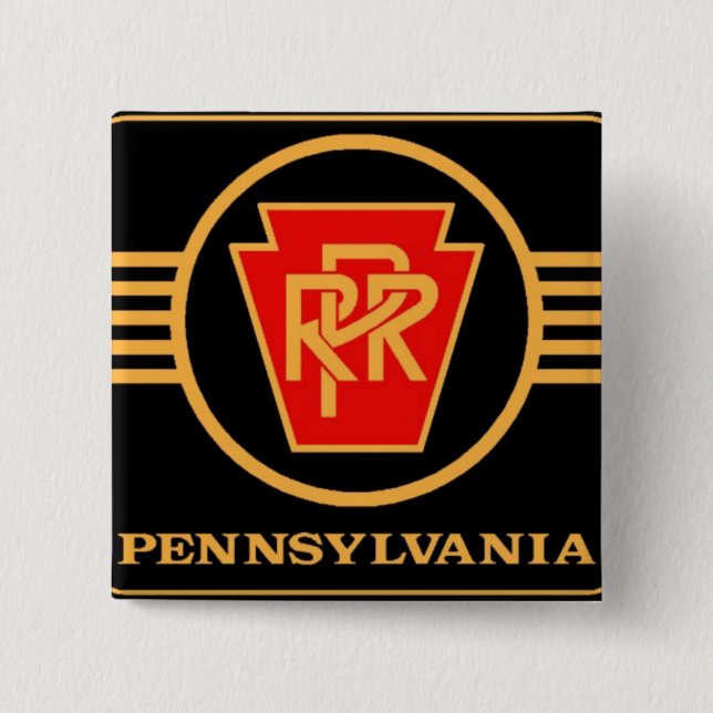 Pennsylvania Railroad Logo, Black & Gold 15 Cm Square Badge (Front)