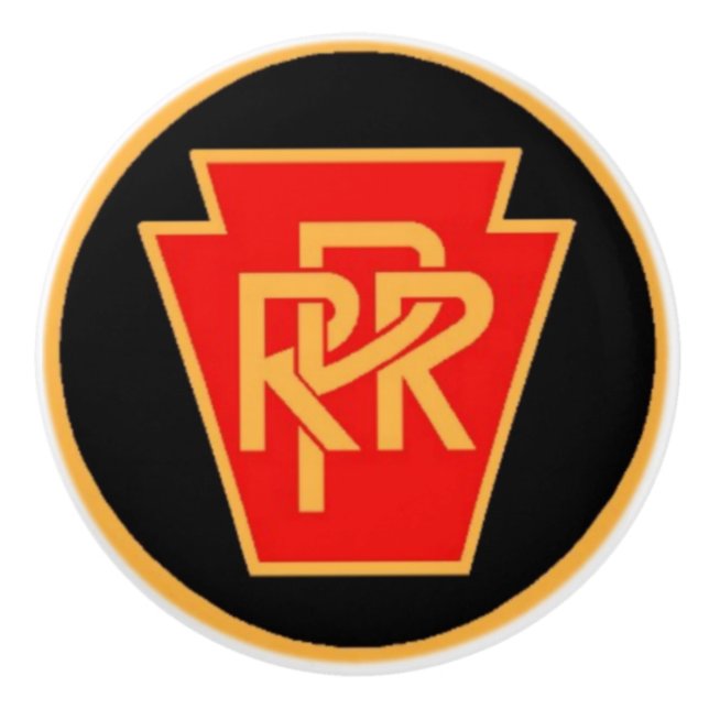 Pennsylvania Railroad Logo,Black+Gold Ceramic Knob (Front)