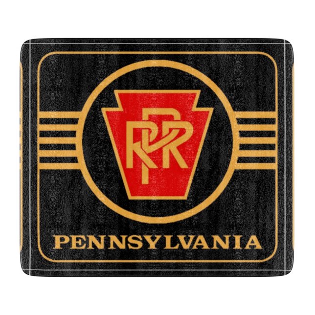 Pennsylvania Railroad Logo, Black & Gold Cutting Board (Front)