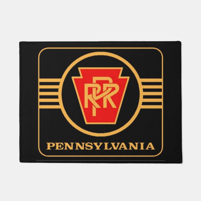 Pennsylvania Railroad Logo, Black & Gold Doormat (Front)